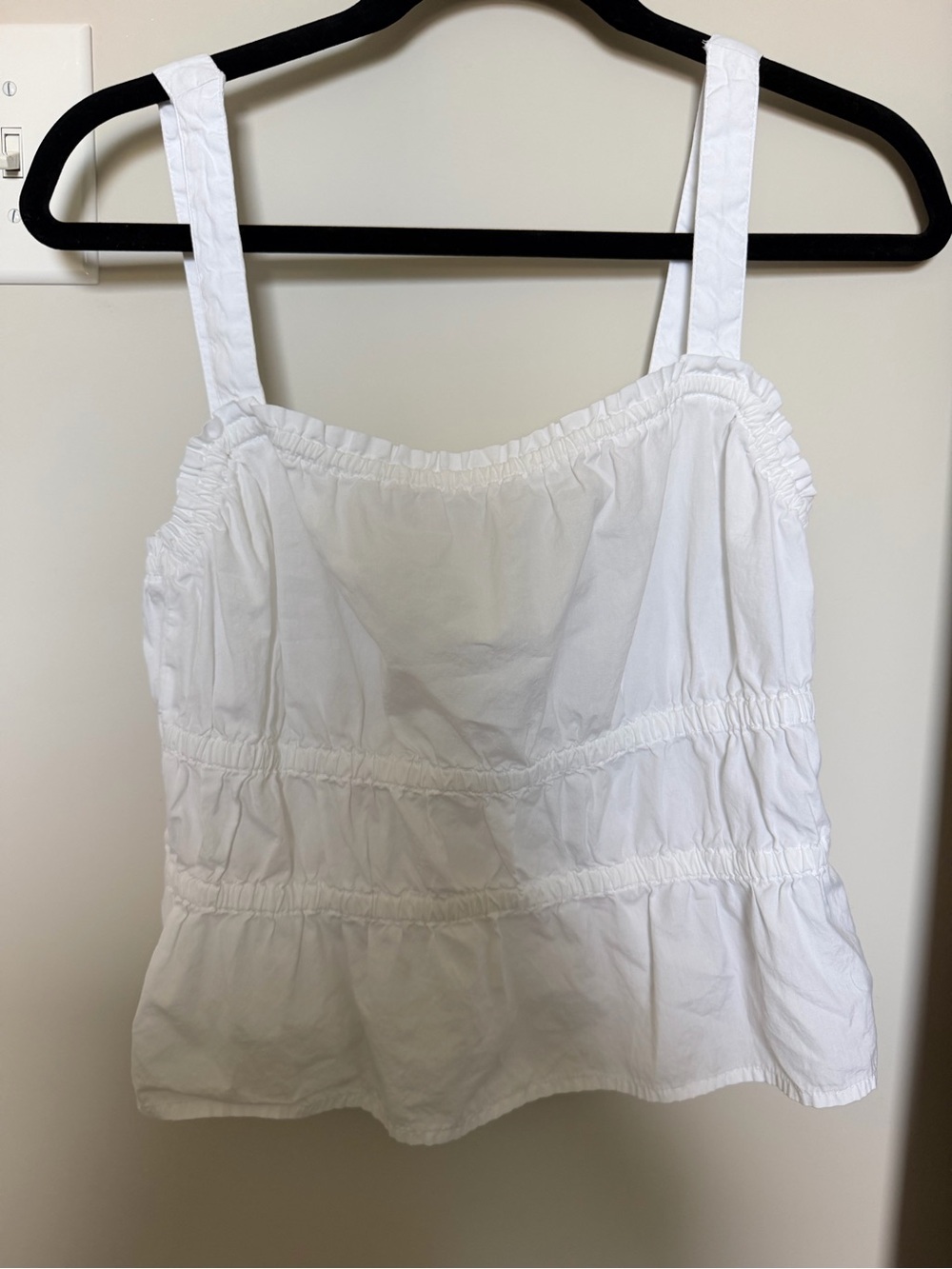 Madewell White Smocked Cotton Camisole